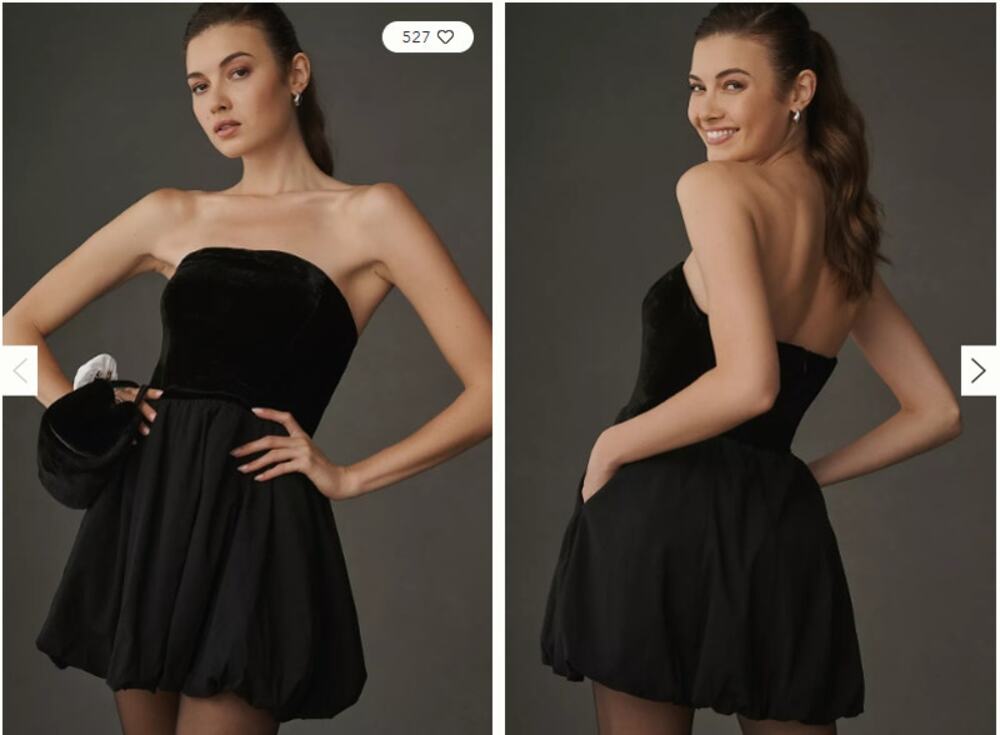 Reformation St. Louis Strapless Velvet Mini Dress Bubble Skirt Black Size 10 NEW